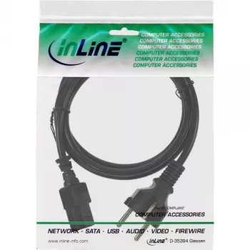 Cable de alimentación InLine, CEE 7/7 recto / conector IEC C13 de 3 polos, negro, 1,5 m