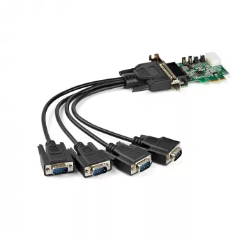 StarTech.com Tarjeta adaptadora serie RS232 PCI Express de 4 puertos – Tarjeta controladora host serie RS232 PCIe – PCIe a serie DB9 – UART 16950 – Tarjeta de expansión de perfil bajo – Windows/Linux – TAA