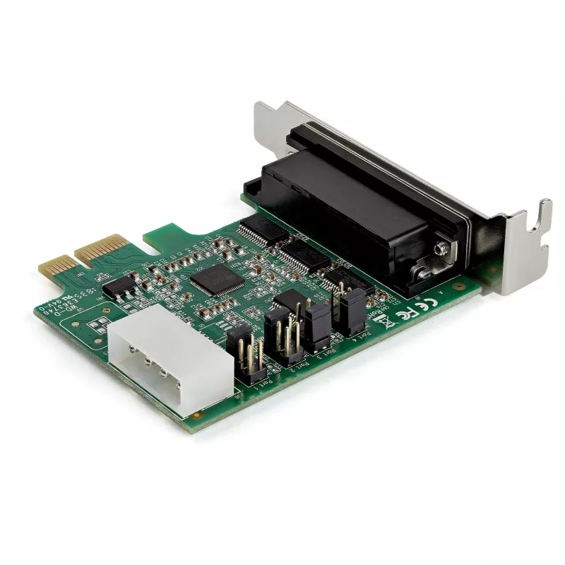 StarTech.com Tarjeta adaptadora serie RS232 PCI Express de 4 puertos – Tarjeta controladora host serie RS232 PCIe – PCIe a serie DB9 – UART 16950 – Tarjeta de expansión de perfil bajo – Windows/Linux – TAA