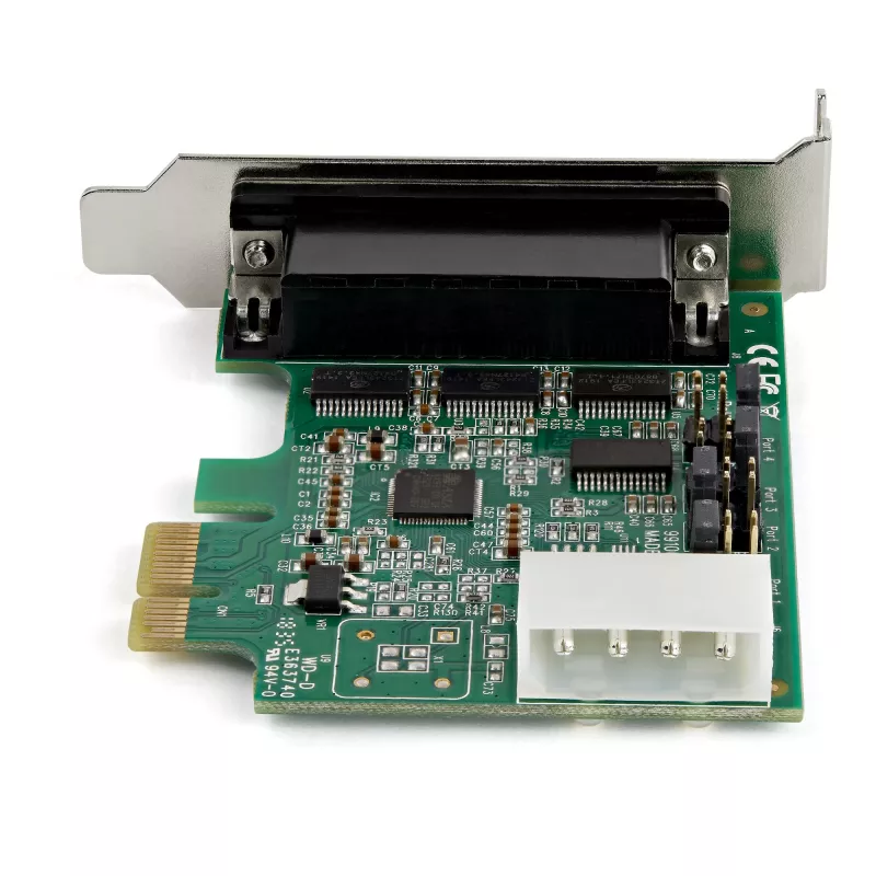 StarTech.com Tarjeta adaptadora serie RS232 PCI Express de 4 puertos – Tarjeta controladora host serie RS232 PCIe – PCIe a serie DB9 – UART 16950 – Tarjeta de expansión de perfil bajo – Windows/Linux – TAA