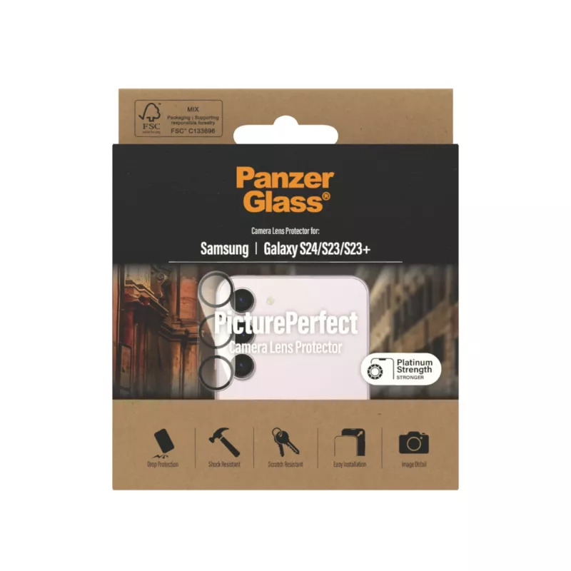 Protector de objetivo de cámara PanzerGlass Samsung Galaxy S23 S23 Plus resistente a arañazos y golpes