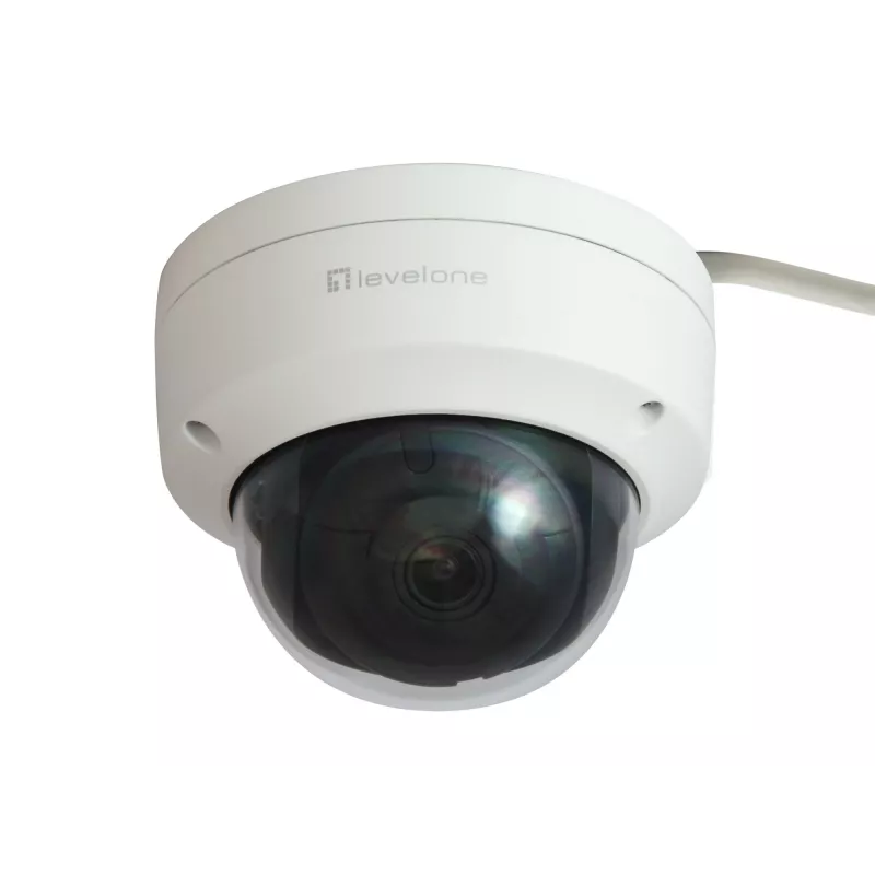 LevelOne GEMINI Cámara IP de red fija tipo domo, 4 megapíxeles, H.265, 802.3af PoE, LED IR, interior/exterior