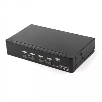 StarTech.com Conmutador KVM DisplayPort de 4 puertos – 4K 60 Hz – pantalla única – conmutador KVM USB DP 1.2 UHD de doble puerto con hub USB 2.0 y audio integrados – Dell, HP, Apple, Lenovo – conforme a TAA