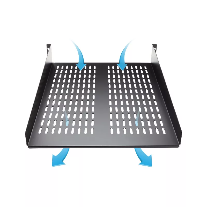StarTech.com CABSHELF22V bandeja fija ventilada 2U para rack de servidor, 19″, 22″ (55,9 cm) de profundidad, hasta 22 kg, acero, negra
