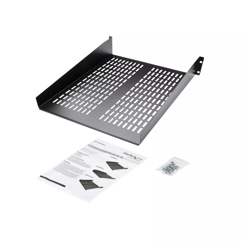 StarTech.com CABSHELF22V bandeja fija ventilada 2U para rack de servidor, 19″, 22″ (55,9 cm) de profundidad, hasta 22 kg, acero, negra