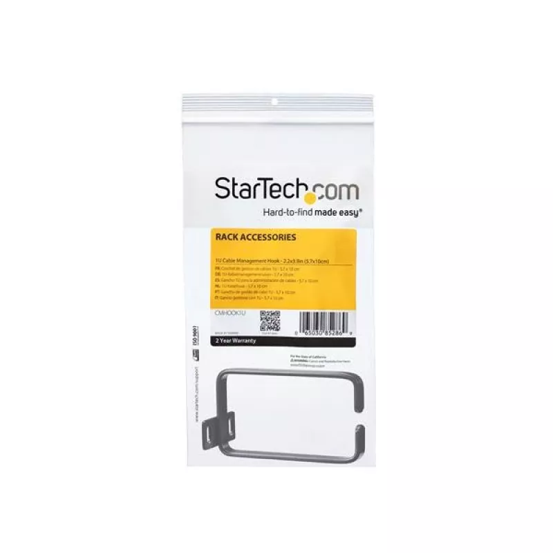 StarTech.com Gancho en D para gestión de cables de rack de servidor vertical de 1U - 5,7 x 10 cm (2,2 x 3,9