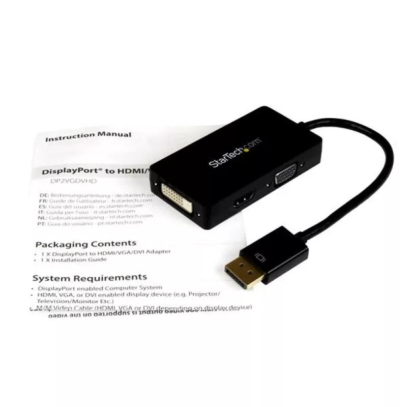 StarTech.com Adaptador A/V de viaje: convertidor 3 en 1 DisplayPort a VGA, DVI o HDMI