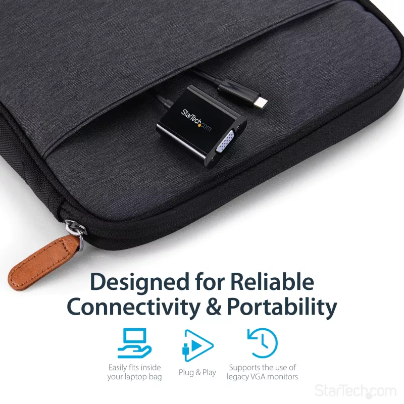 StarTech.com Adaptador USB-C a VGA - negro - 1080p - convertidor de vídeo para tu MacBook Pro - dongle de pantalla USB C a VGA - la versión actualizada es CDP2VGAEC