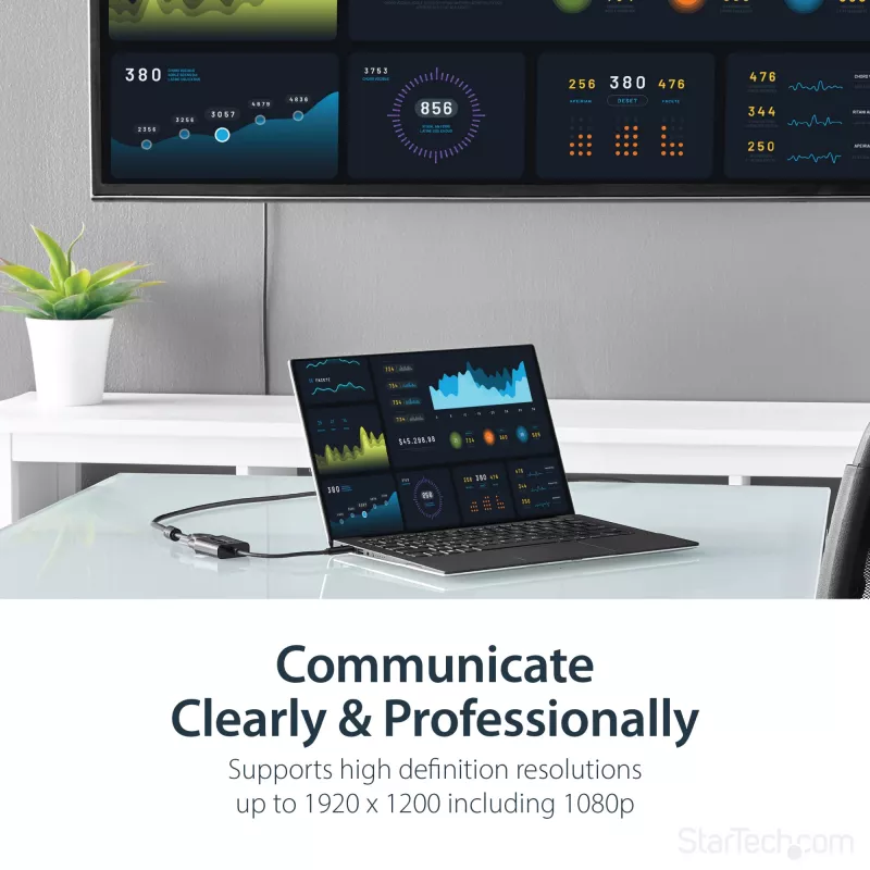 StarTech.com Adaptador USB-C a VGA - negro - 1080p - convertidor de vídeo para tu MacBook Pro - dongle de pantalla USB C a VGA - la versión actualizada es CDP2VGAEC