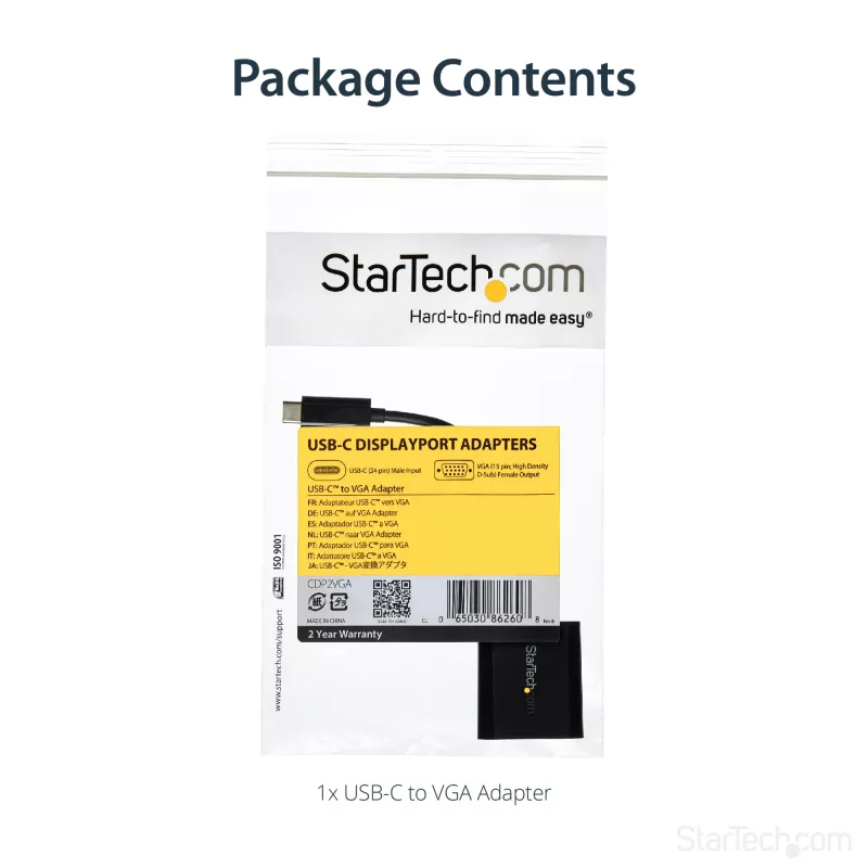 StarTech.com Adaptador USB-C a VGA - negro - 1080p - convertidor de vídeo para tu MacBook Pro - dongle de pantalla USB C a VGA - la versión actualizada es CDP2VGAEC