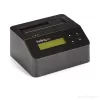 StarTech.com Borrador de discos de una bahía, desinfectador de HDD/SSD independiente, USB 3.0 a SATA II (3 Gbit/s), 9 modos de borrado, pantalla LCD, base desinfectadora de discos con borrado seguro, puerto de impresora DB-9, conforme a TAA