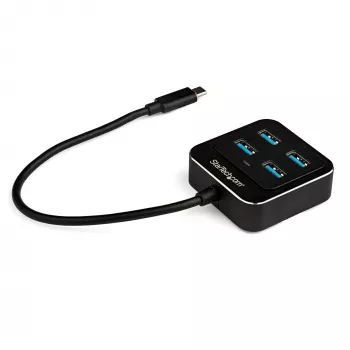 StarTech.com Hub USB C de 4 puertos – USB-C a 4 puertos USB-A – hub SuperSpeed 10 Gbit/s USB 3.2 Gen 2 Type-C – alimentado por bus USB – hub adaptador USB-C a USB portátil/compacto para portátil – aluminio