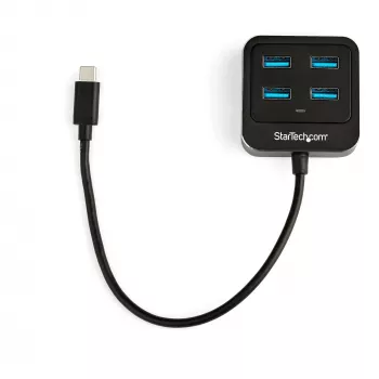 StarTech.com Hub USB C de 4 puertos – USB-C a 4 puertos USB-A – hub SuperSpeed 10 Gbit/s USB 3.2 Gen 2 Type-C – alimentado por bus USB – hub adaptador USB-C a USB portátil/compacto para portátil – aluminio
