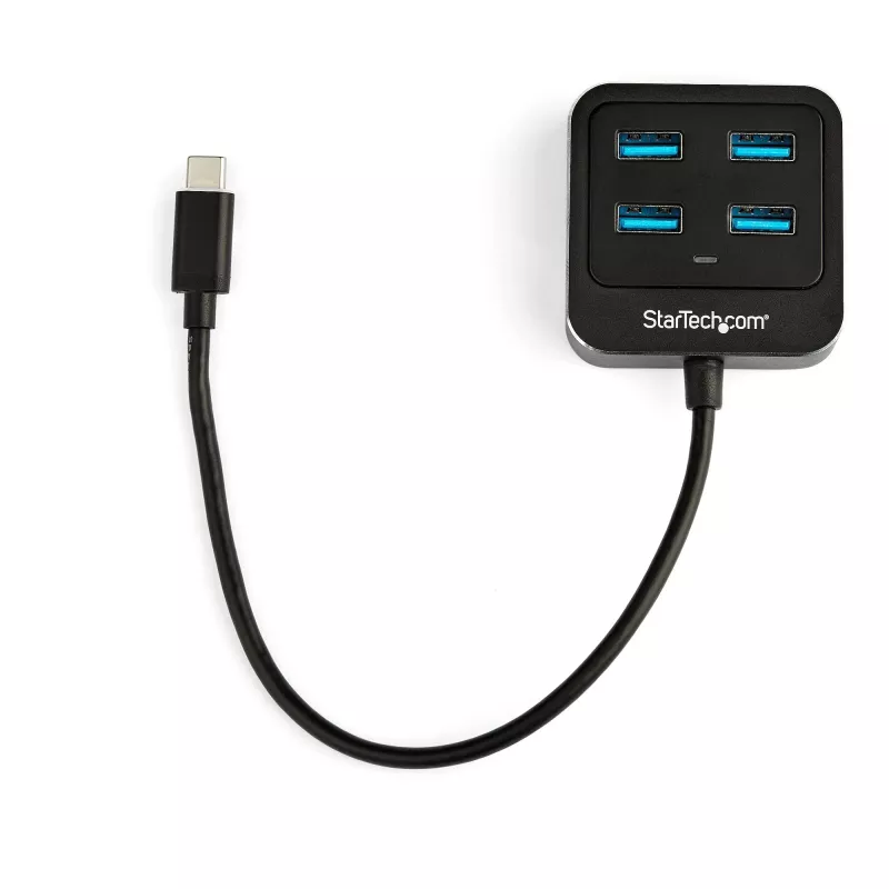 StarTech.com Hub USB C de 4 puertos – USB-C a 4 puertos USB-A – hub SuperSpeed 10 Gbit/s USB 3.2 Gen 2 Type-C – alimentado por bus USB – hub adaptador USB-C a USB portátil/compacto para portátil – aluminio