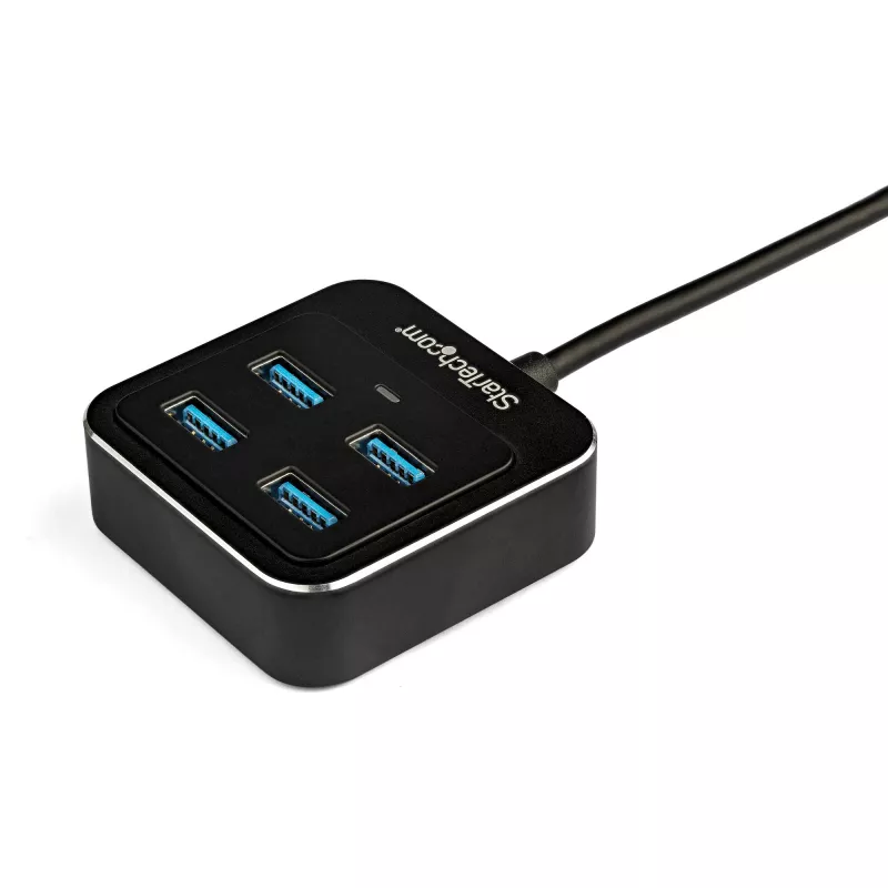StarTech.com Hub USB C de 4 puertos – USB-C a 4 puertos USB-A – hub SuperSpeed 10 Gbit/s USB 3.2 Gen 2 Type-C – alimentado por bus USB – hub adaptador USB-C a USB portátil/compacto para portátil – aluminio