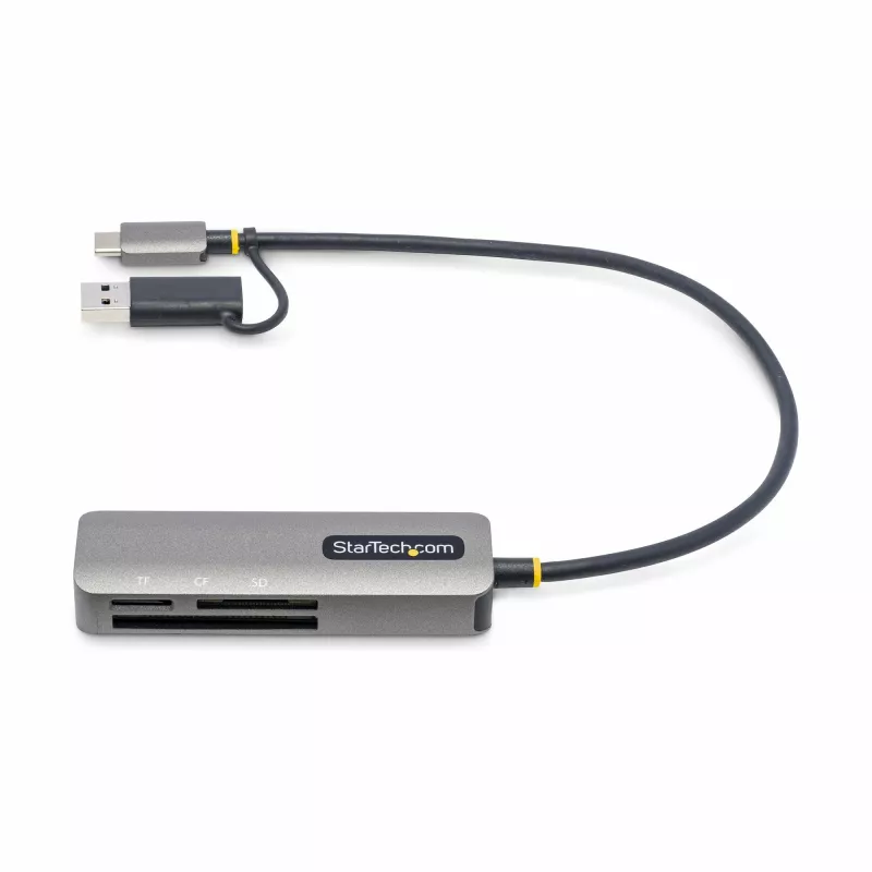 StarTech.com FCREADMICRO3V2 lector de tarjetas de memoria multimedia USB 3.0, SD/microSD/CompactFlash, USB-C con adaptador USB-A, 5 Gbps