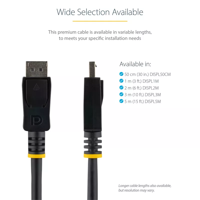 StarTech.com Cable DisplayPort 1.2 de 1m – Cable DisplayPort 4K x 2K Ultra HD certificado por VESA – Cable DP a DP para monitor – Cable de vídeo/display DP – Conectores DP con enclavamiento