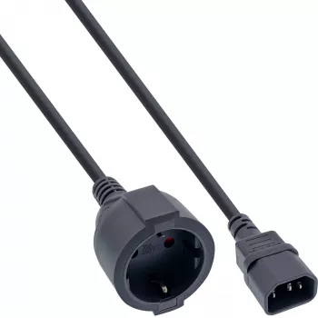 InLine Cable de alimentación, C14 a conector hembra Schuko, negro, 0,5 m