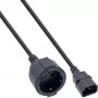 InLine Cable de alimentación, C14 a conector hembra Schuko, negro, 0,5 m