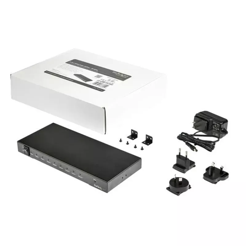StarTech.com Splitter HDMI de 8 puertos 4K 60Hz, HDMI, 8x HDMI, 3840 x 2160 píxeles, Negro, 4K Ultra HD, 60 Hz