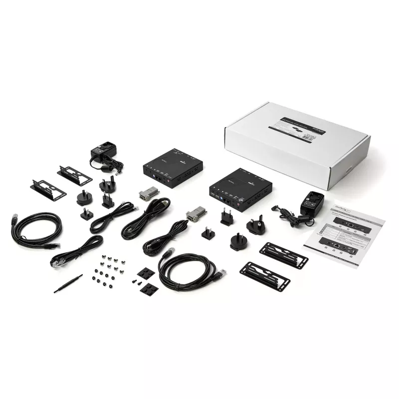 StarTech.com Extensor KVM HDMI sobre red IP - HDMI 4K 30Hz 2.0 y USB sobre IP LAN o cable Ethernet Cat5e/Cat6 (100m/330ft) - Kit extensor transmisor/receptor de switch/consola KVM remoto
