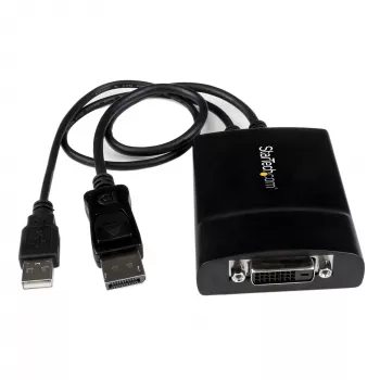 StarTech.com Adaptador activo DisplayPort a DVI Dual Link - Adaptador convertidor de vídeo DisplayPort a DVI-D 2560x1600 60Hz - DP 1.2 a monitor DVI - Alimentación por USB - Conector DP con bloqueo
