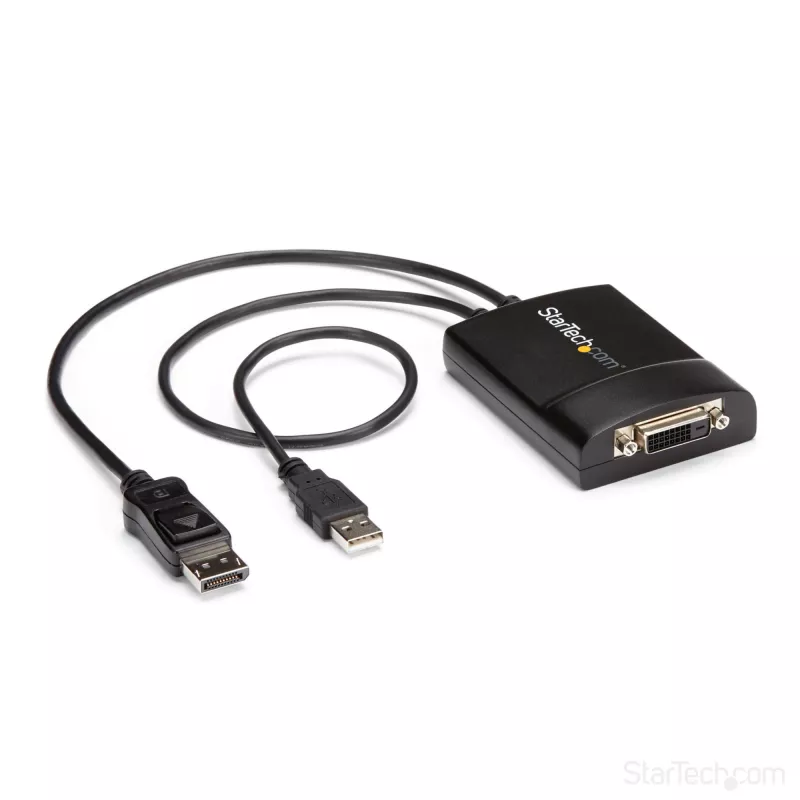 StarTech.com Adaptador activo DisplayPort a DVI Dual Link - Adaptador convertidor de vídeo DisplayPort a DVI-D 2560x1600 60Hz - DP 1.2 a monitor DVI - Alimentación por USB - Conector DP con bloqueo