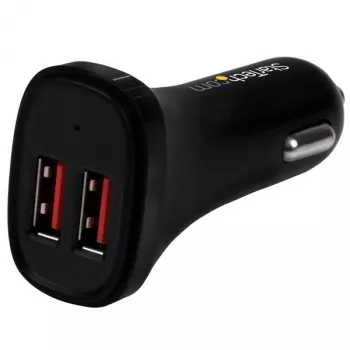 StarTech.com Cargador de coche USB de doble puerto – 24 W/4,8 A – Negro, Coche, Mechero, 5 V, Negro