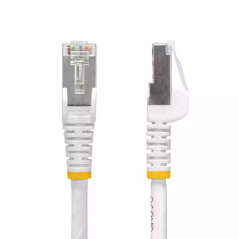StarTech.com Cable Ethernet CAT8 blanco de 2m, RJ45 sin lengüeta, 25G/40G, 2000MHz, 100W PoE++, S/FTP, 26AWG cobre desnudo puro, LSZH, cable de parcheo de red apantallado con alivio de tracción, probado individualmente