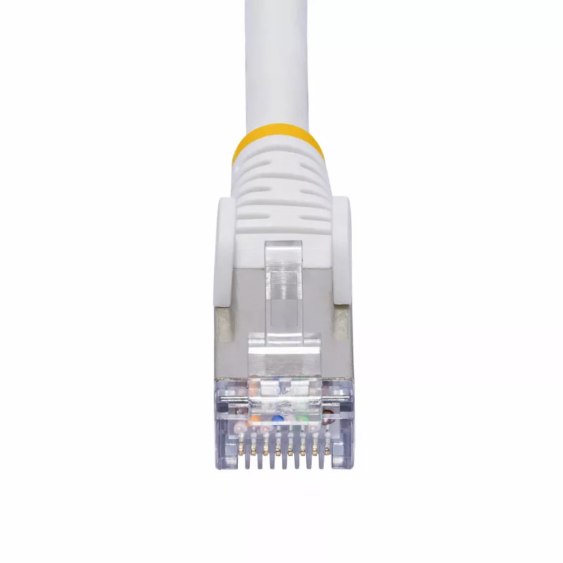 StarTech.com Cable Ethernet CAT8 blanco de 50 cm, RJ45 sin lengüeta, 25G/40G, 2000 MHz, 100 W PoE++, S/FTP, cable de cobre desnudo puro 26AWG, LSZH, cable de red patch apantallado con alivio de tensión, probado individualmente