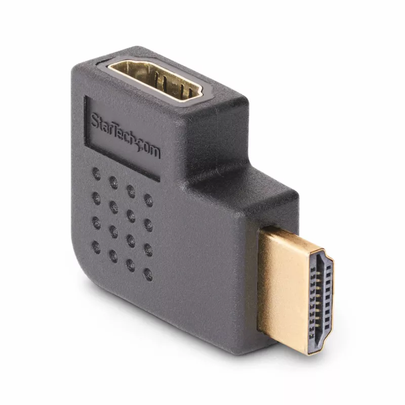 Adaptador HDMI 2.0 en ángulo recto StarTech.com, conector macho a conector hembra, ahorrador de puerto HDMI en ángulo horizontal de 90 grados, 4K 60Hz, extensión de conexión HDMI de alta velocidad, M/H
