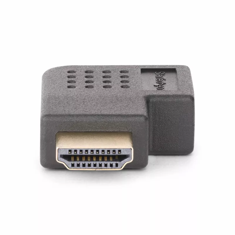Adaptador HDMI 2.0 en ángulo recto StarTech.com, conector macho a conector hembra, ahorrador de puerto HDMI en ángulo horizontal de 90 grados, 4K 60Hz, extensión de conexión HDMI de alta velocidad, M/H