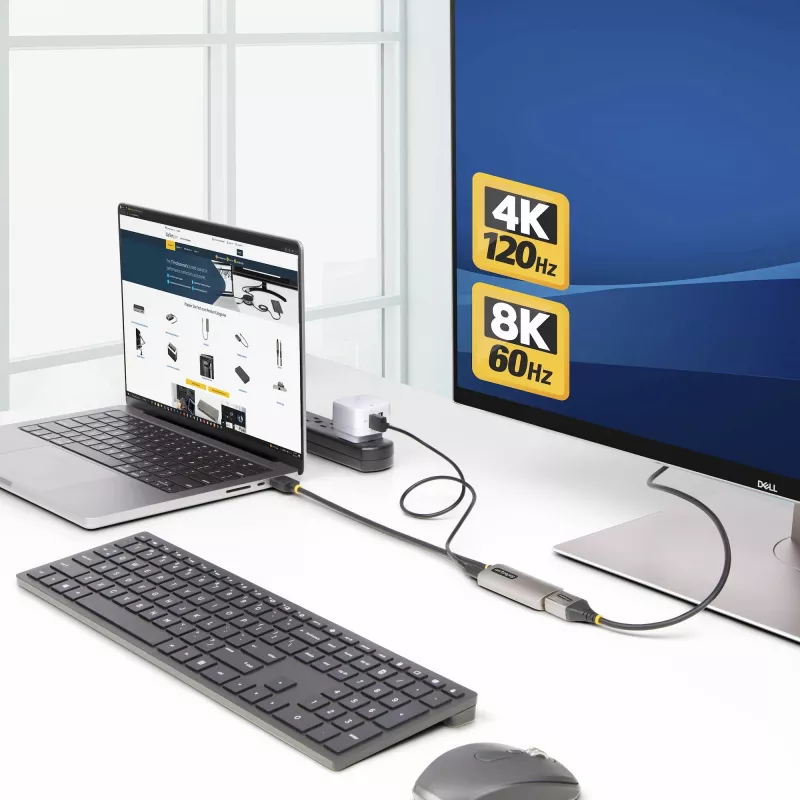 Cable adaptador HDMI a DisplayPort StarTech.com de 1 ft (30 cm), 8K 60Hz, convertidor de vídeo activo HDMI 2.1 a DP 1.4, alimentación por bus USB con cable incluido