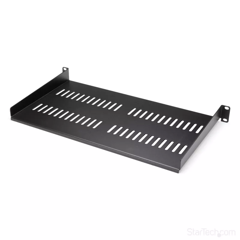 Bandeja para rack de servidor 1U StarTech.com – bandeja universal ventilada para montaje en rack de 19 pulgadas para armario y caja de red – acero resistente – capacidad de carga 20 kg – bandeja de 10 pulgadas de profundidad, negra