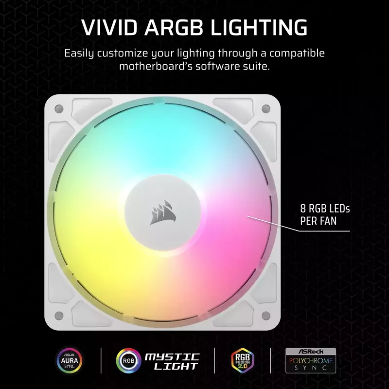 Ventilador Corsair RS120 ARGB 12 cm blanco 420-2100 RPM