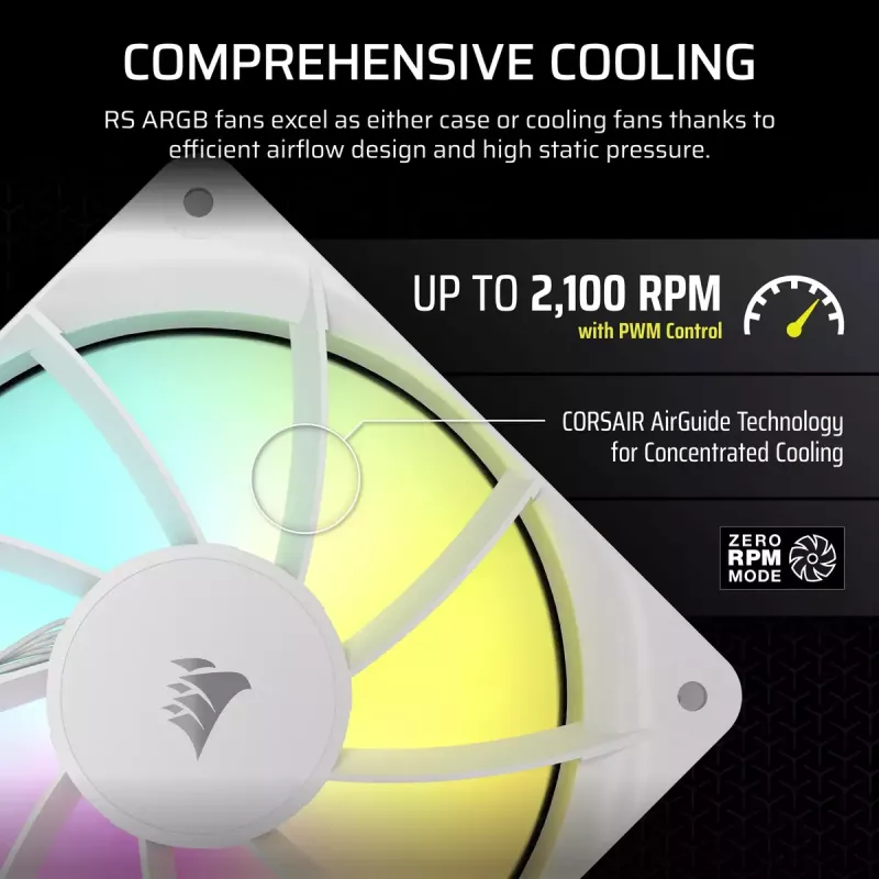 Ventilador Corsair RS120 ARGB 12 cm blanco 420-2100 RPM