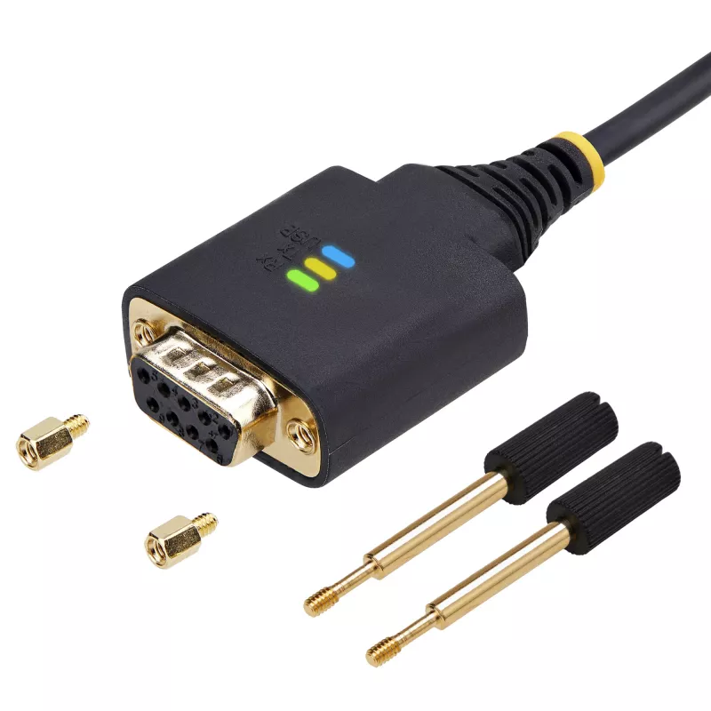 Cable adaptador serie USB a módem nulo StarTech.com de 2 m, almacenamiento COM, FTDI, USB-A a DB9 RS232, tornillos/tuercas DB9 reemplazables, Windows/macOS/Linux