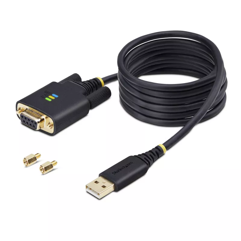 Cable adaptador serie USB a módem nulo StarTech.com de 2 m, almacenamiento COM, FTDI, USB-A a DB9 RS232, tornillos/tuercas DB9 reemplazables, Windows/macOS/Linux
