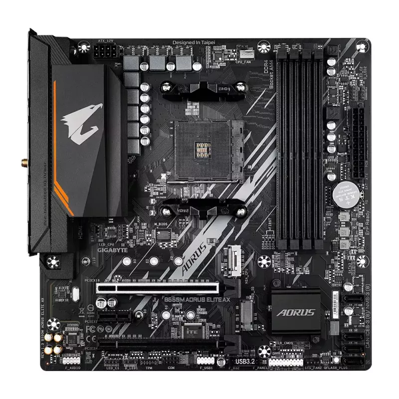 Placa base GIGABYTE B550M AORUS ELITE AX, AMD B550, socket AM4, Micro ATX