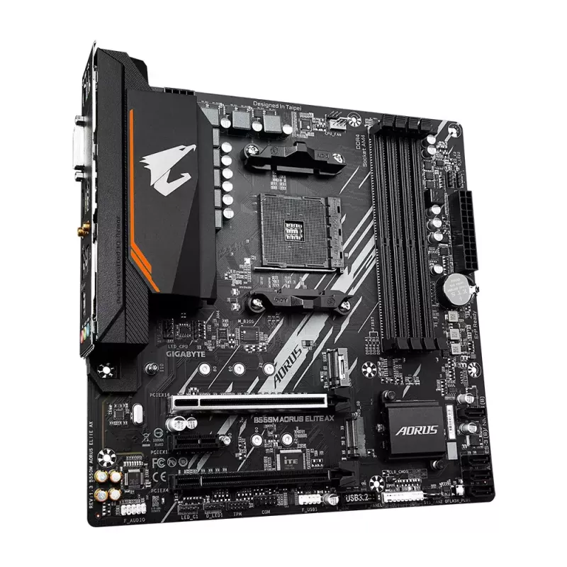 Placa base GIGABYTE B550M AORUS ELITE AX, AMD B550, socket AM4, Micro ATX