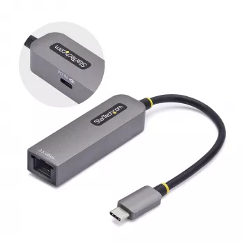Adaptador USB-C a Ethernet 2.5GbE StarTech.com, 100W PD Passthrough, NIC NBASE-T, red multi-velocidad USB 3.0 Type-C 2.5/1G, compatible con Thunderbolt, Windows y Mac