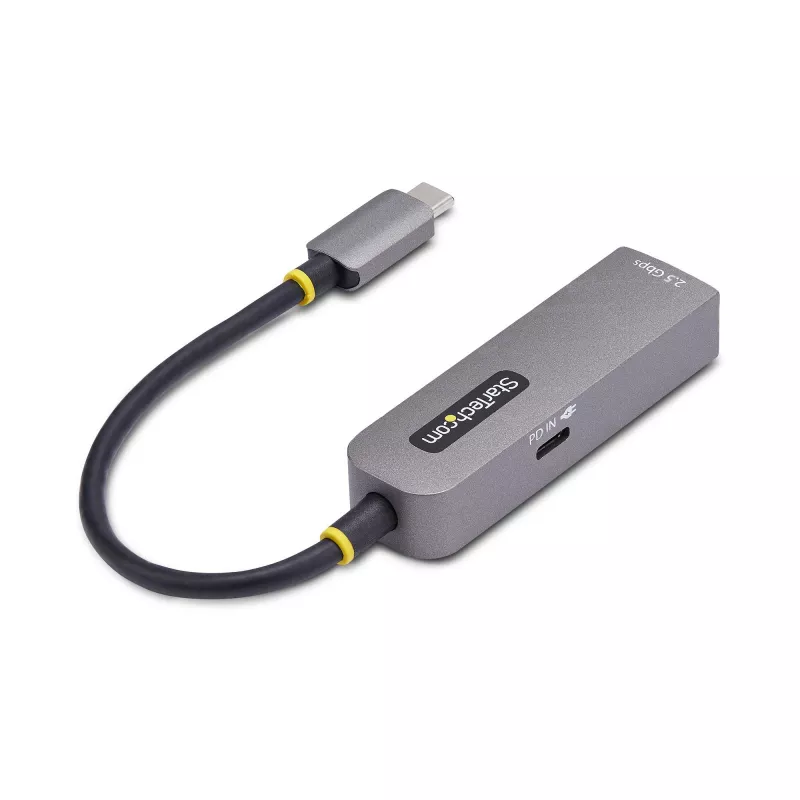 Adaptador USB-C a Ethernet 2.5GbE StarTech.com, 100W PD Passthrough, NIC NBASE-T, red multi-velocidad USB 3.0 Type-C 2.5/1G, compatible con Thunderbolt, Windows y Mac