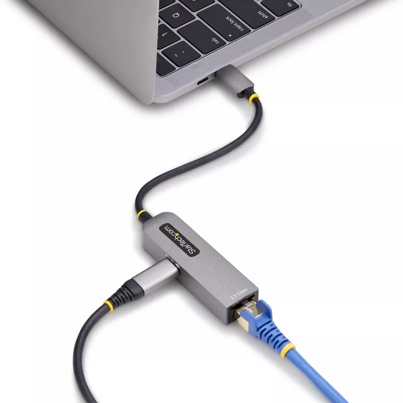Adaptador USB-C a Ethernet 2.5GbE StarTech.com, 100W PD Passthrough, NIC NBASE-T, red multi-velocidad USB 3.0 Type-C 2.5/1G, compatible con Thunderbolt, Windows y Mac