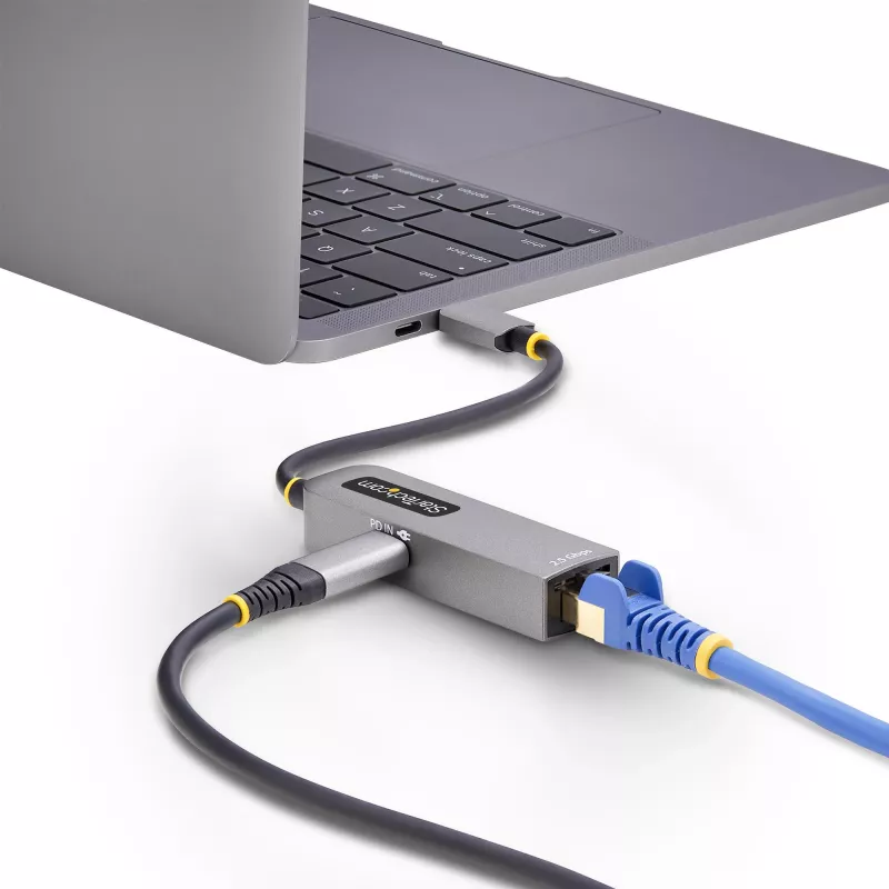 Adaptador USB-C a Ethernet 2.5GbE StarTech.com, 100W PD Passthrough, NIC NBASE-T, red multi-velocidad USB 3.0 Type-C 2.5/1G, compatible con Thunderbolt, Windows y Mac