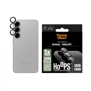 Protector de objetivo de cámara PanzerGlass Samsung Galaxy S25+ resistente a arañazos y golpes