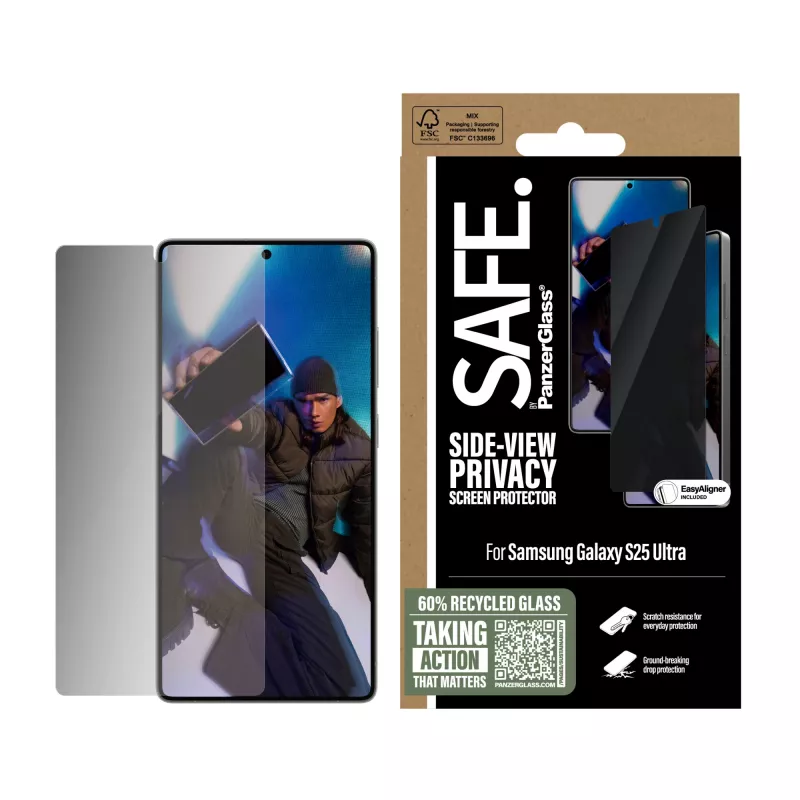 PanzerGlass SAFE. by ® protector de pantalla con filtro de privacidad Samsung Galaxy S25 Ultra | Ultra-Wide Fit con EasyAligner
