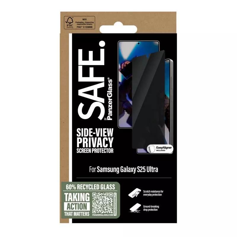 PanzerGlass SAFE. by ® protector de pantalla con filtro de privacidad Samsung Galaxy S25 Ultra | Ultra-Wide Fit con EasyAligner