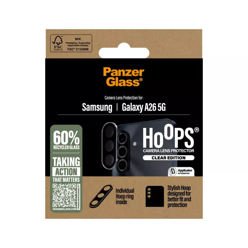 Protector de objetivo de cámara PanzerGlass Samsung Galaxy A26 5G resistente a arañazos y golpes