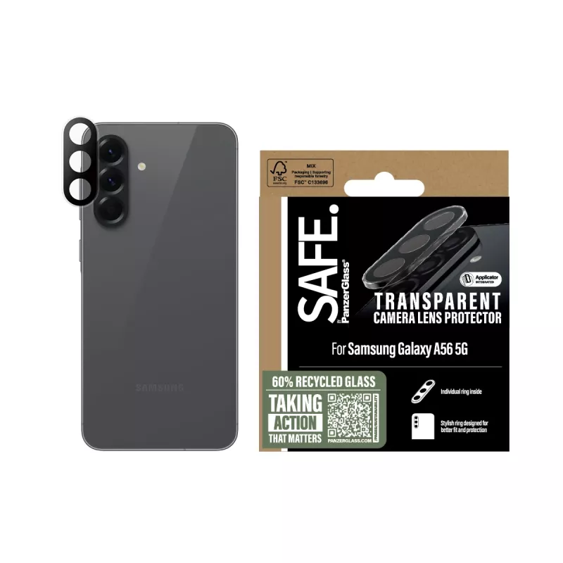 Protector de lente de cámara PanzerGlass Samsung Galaxy A56 5G transparente resistente a arañazos y golpes