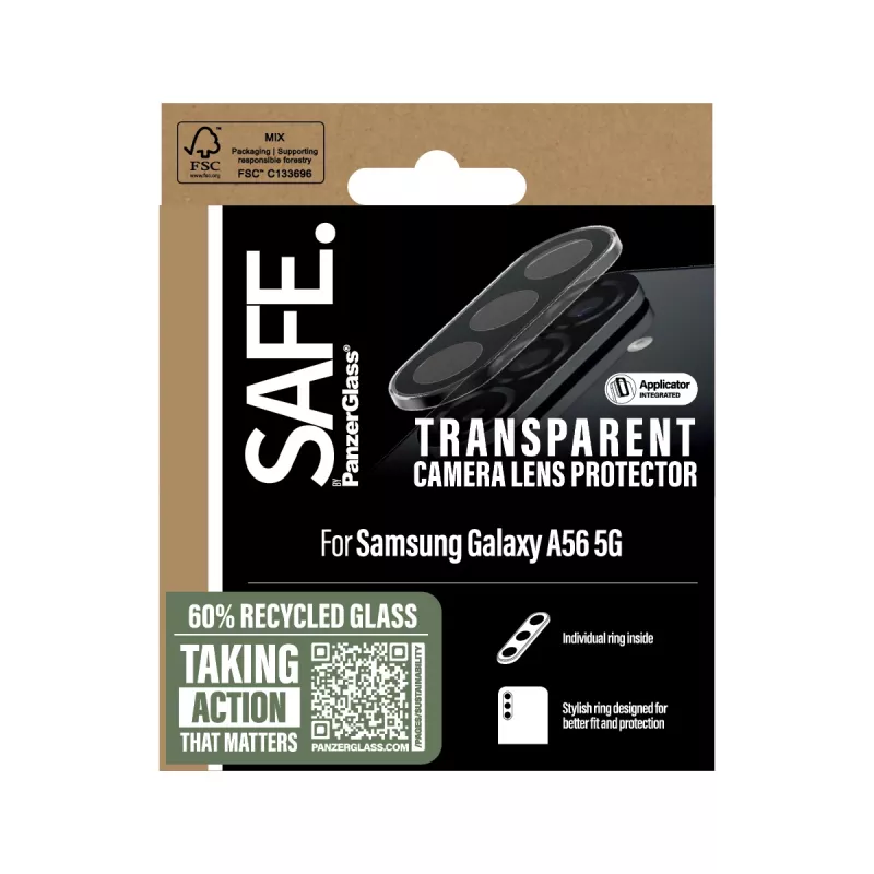 Protector de lente de cámara PanzerGlass Samsung Galaxy A56 5G transparente resistente a arañazos y golpes